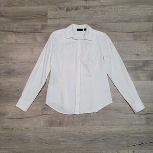 Carlisle Collection Womens White Button Down Long Sleeve Blouse Shirt Size 6